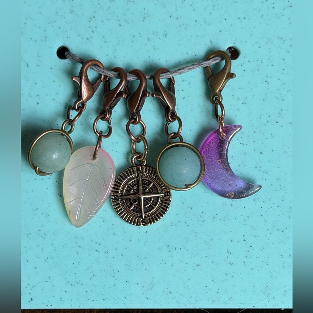 Charm set of 5 handmade for keychains, collar, and jewelry